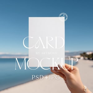Maqueta de invitación de boda en una isla, relación de aspecto 5x7, maqueta de tarjeta de felicitación de Photoshop, maqueta de tarjeta de verano PSD, maqueta de tarjeta de invitación para fiesta en la playa