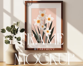 Elegant Wood Vertical Frame Mockup: DIN A ISO, Photoshop PSD