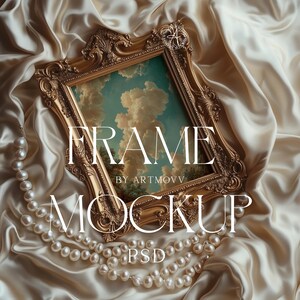 Golden Antique Frame Mockup: Coquette Vertical PSD Template (Digital Download)