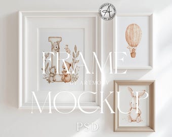Maquette de cadre mural pour galerie : style bohème vintage (PSD)