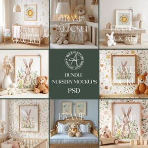 Nursery Frame Mockup Bundle PSD, High-Quality Frame Mockups, Nursery Wall Poster, Wall Frame Mockup, Bundle Vertical Nursery Mockups
