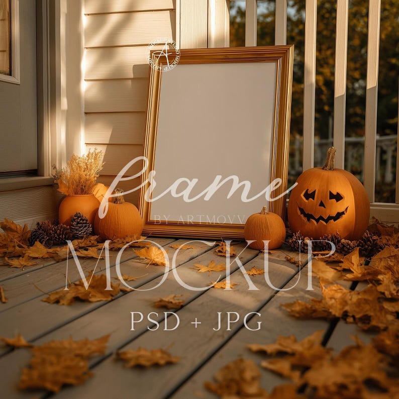 Autumn Frame Mockup Bundle: Fall Pumpkin Poster PSD & JPG - Etsy
