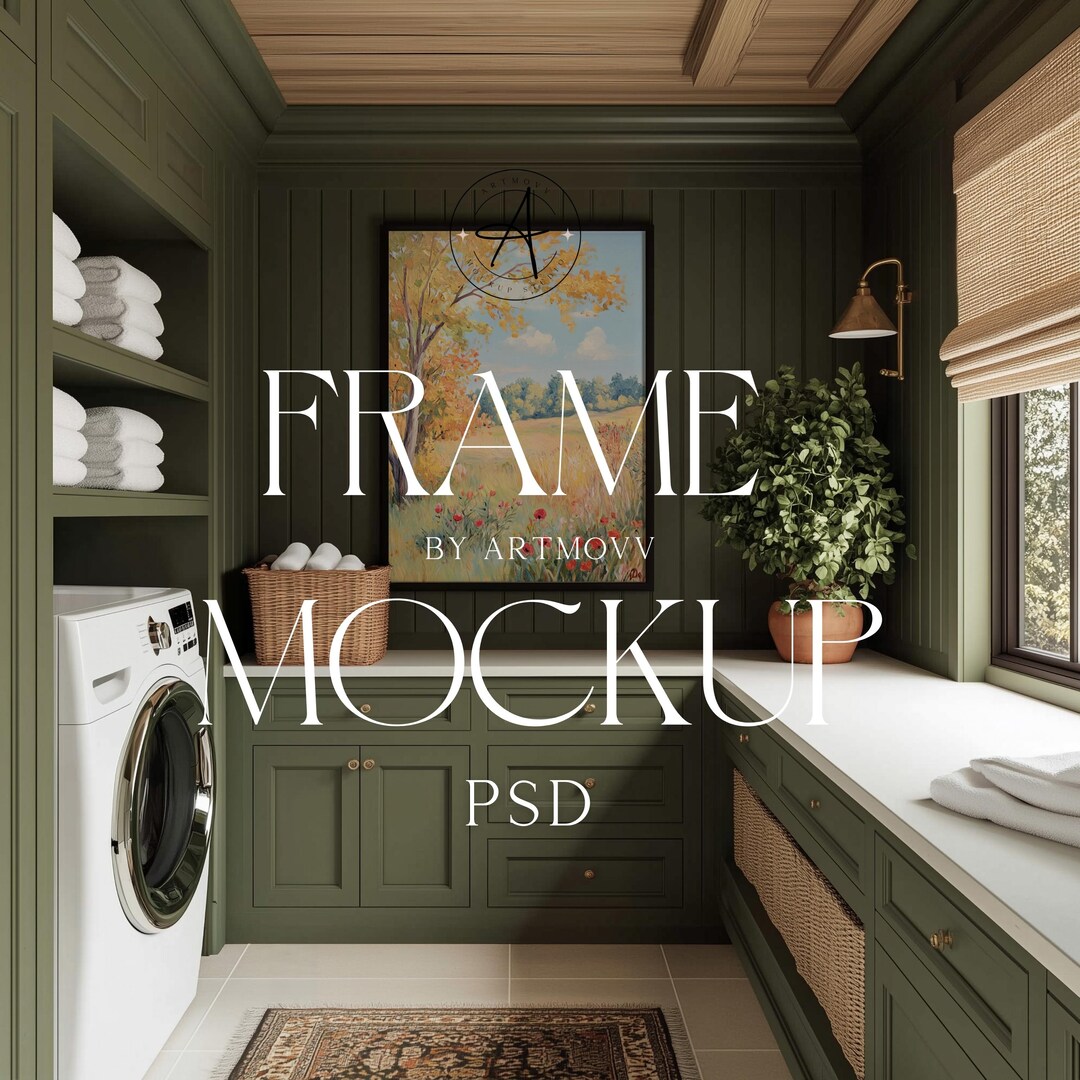 Cottagecore Laundry Room Frame Mockup: Vertical Farmhouse Decor (PSD ...