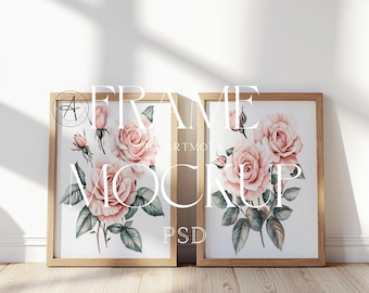 Double Frames Mockup: Interior Wall Poster (PSD & JPG)
