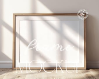 Minimalist Wooden Frame Mockup: Boho Sunlight Wall Art Scene (PSD & JPG Digital Download