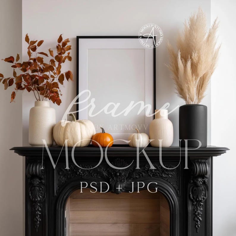 Autumn Frame Mockup Bundle: Fall Pumpkin Poster PSD & JPG - Etsy