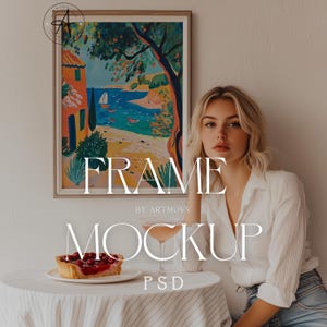 Frame Mockup With Person, ISO A DIN Ratio, Wood Frame, PSD Photoshop Mockup, Picture Frame Mockup, Digital Frames Mockup