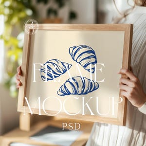 Horizontal Wood Frame Mockup, DIN A Ratio Frame Mock-Up, Art Print Display, Print Poster Art Mockup, Digital Prints and Poster, PSD