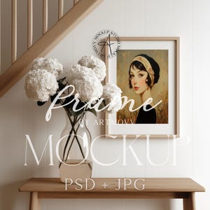 Farm House Entrance Frame Mockup for Wall Artwork, Cottage-core Entrance DIN A Mockup, Vintage Style Poster Mockup, Smart Object, PSD + JPG