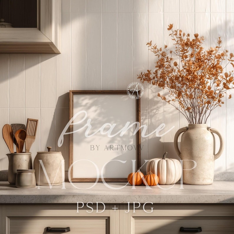 Autumn Frame Mockup Bundle: Fall Pumpkin Poster PSD & JPG - Etsy