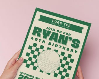 40th Birthday, 40th Birthday Party, Fore-tee, Still on Par, Golf Theme Birthday, Digital Invitation, Customizable Template, Text Invite