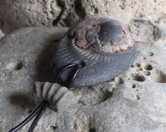 Natural Surf Tumbled Large Ammonite Fossil Pendant Necklace