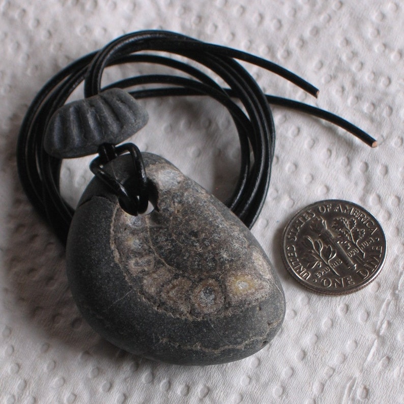 Natural Surf Tumbled Large Ammonite Fossil Pendant Necklace image 3
