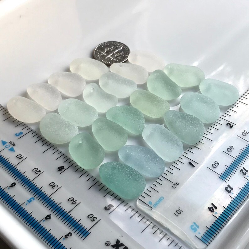 22 Sea Glass beads Top Drilled 1.5mm holes Jewellery Quality Supplies 2028