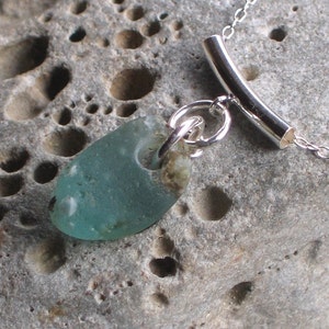 Bubbley Deep Seafoam Ocean Marine Sea Glass Sterling Silver Pendant Necklace image 2