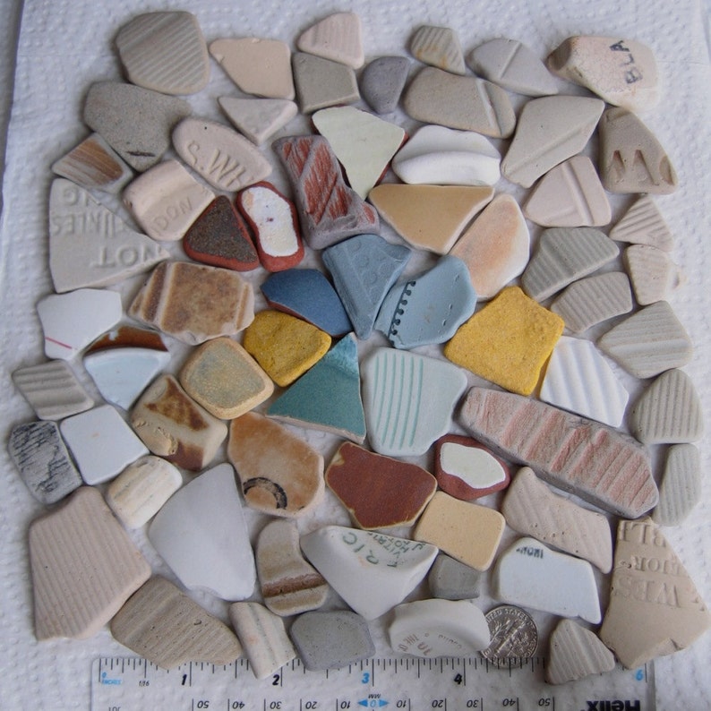 64 Beach Pottery Shards Art Mosaic and Craft Supplies 1476 Etsy