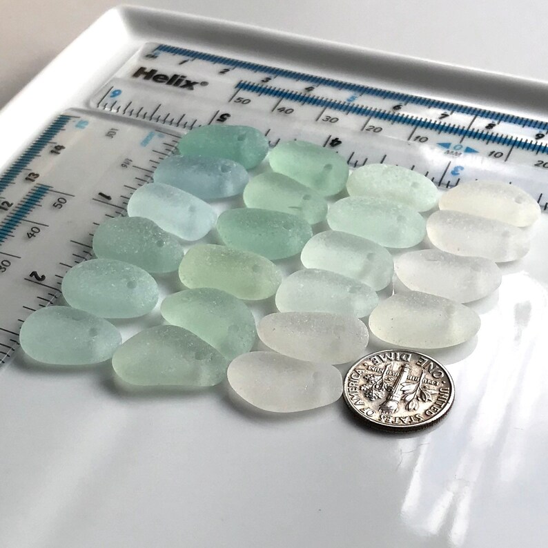 22 Sea Glass beads Top Drilled 1.5mm holes Jewellery Quality Supplies 2028