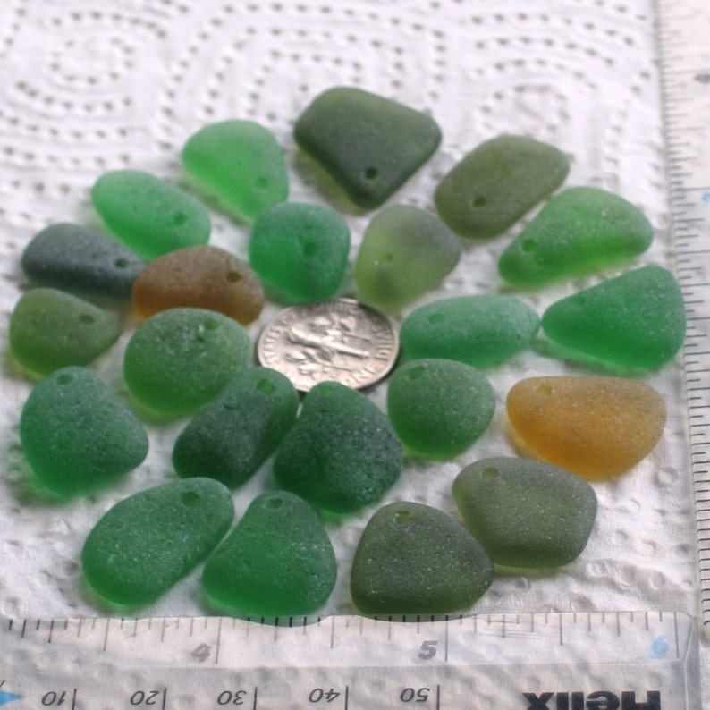 22 Sea Glass Beads Top Drilled 1.5mm Holes Jewellery Quality Etsy