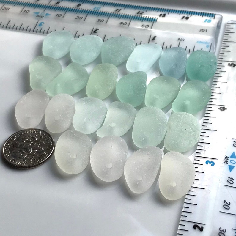 22 Sea Glass beads Top Drilled 1.5mm holes Jewellery Quality Supplies 2028