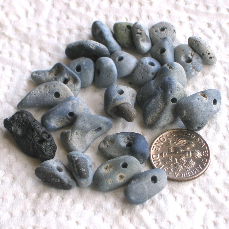 26 Slag Sea Glass Beads Drilled 1.5mm Holes Supplies 1521 Etsy