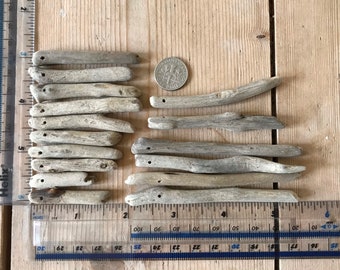 16 Driftwood Sticks Beads Top Drilled 1mm holes Supplies (2067)