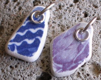 2 Sea Beach Pottery Pendants Focals Jewelry supplies Gift