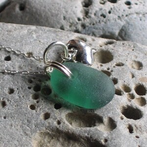 Rare Sea Green Sea Glass Sterling Silver Puffed Heart Pendant Necklace Valentine Gift Genuine Beach Glass Jewellery gift image 6