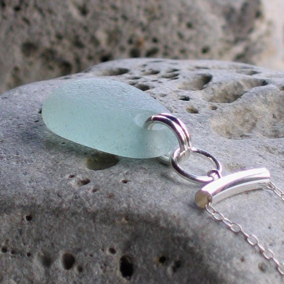 Soft Seafoam Sea Glass Sterling Silver Pendant Necklace 826 | Etsy