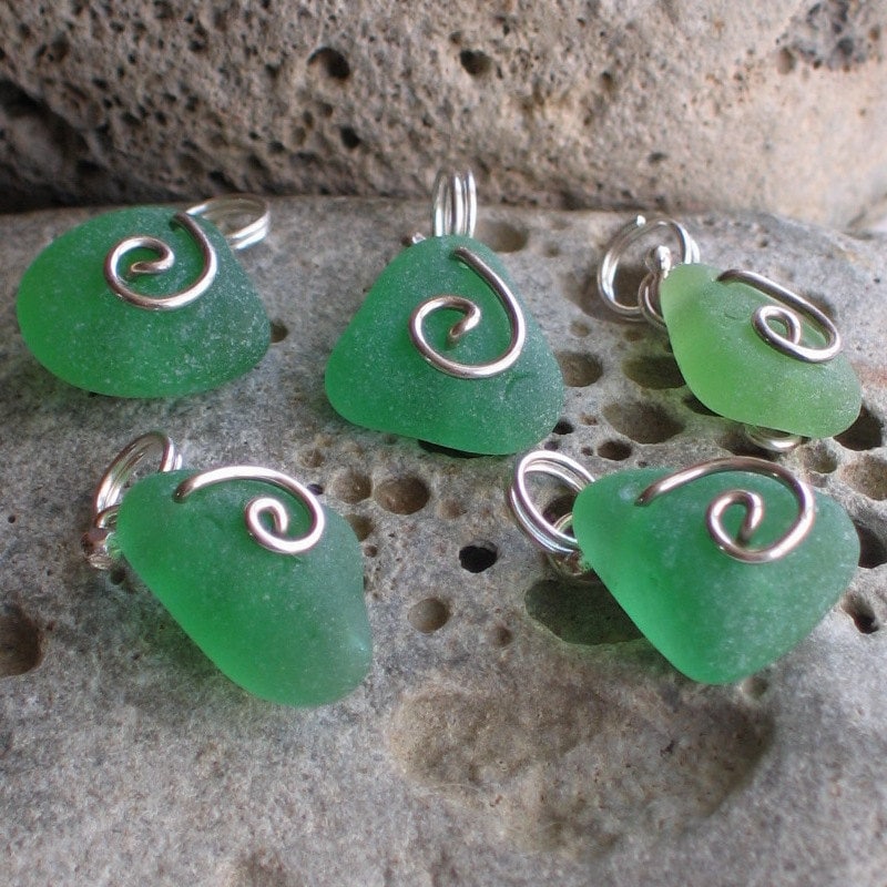5 Natural Sea Glass Sterling Silver Charms Petite Pendants - Etsy Canada