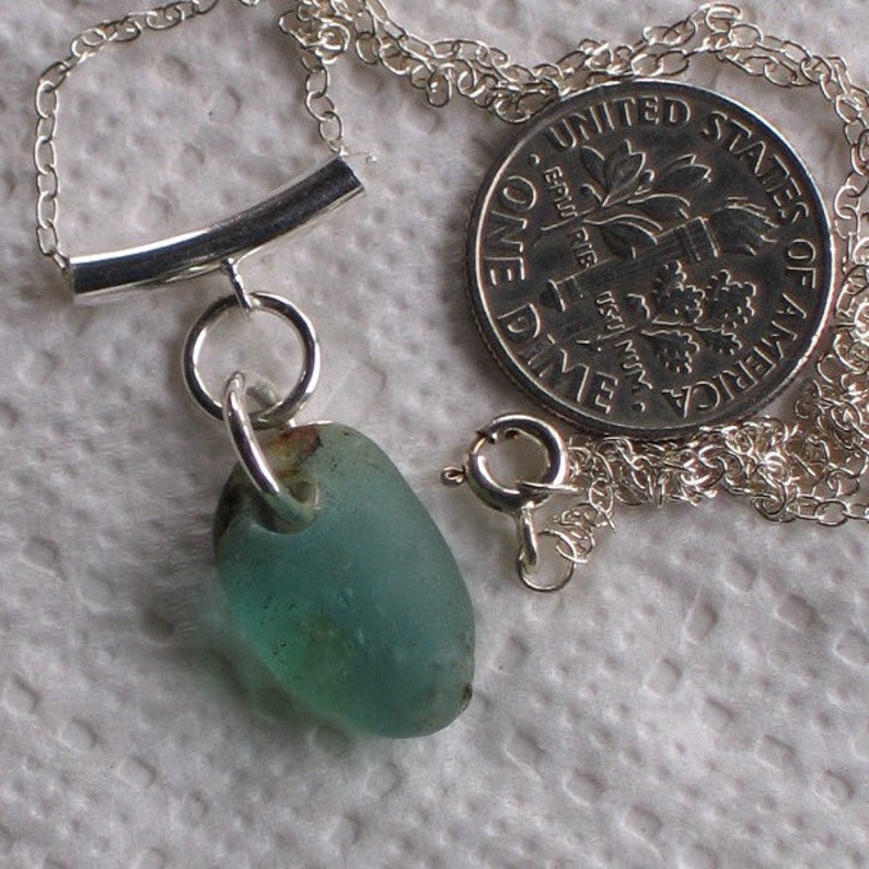 Bubbley Deep Seafoam Ocean Marine Sea Glass Sterling Silver Pendant Necklace image 3