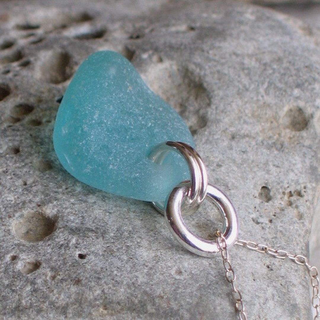 Rare Soft Teal Bluegreen Sea Glass Pendant Necklace 602 - Etsy