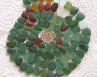 89 Small Sea Glass Drops Natural Surf Tumbled Beach Glass Art Mosaic and Craft Supplies Souvenir Home Accent Display Mixed Colours