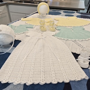 10 Pc Crochet Multi-size/Color Christening/Layette Set-Size NB to 3Mo/4-6Mo