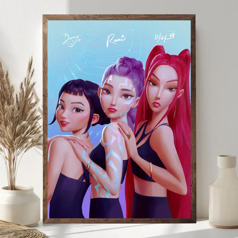 HUNTRIX K-pop Demon Hunter Signatures Poster Unframed, Kpop Wall Art ...