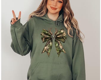 Camo Bow Hoodie, Women's Duck Hunting Sweatshirt