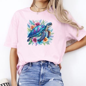 Boho Floral Sea Turtle Shirt, Ocean Turtle Shirt, Summer Shirt, Beach Shirt, Summer Vacation Shirt, Turtle Lover Gift, Boho Summer Shirt