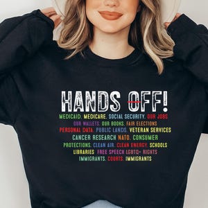 Hands Off Hoodie, Political Protest Sweatshirt, Defend Democracy Hoodie, Resist Shirt, FDT Hoodie, Activism Sweatshirt, Human Rights Hoodie