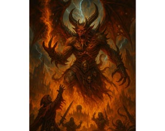 Infernal Overlord Art Print dark fantasy demon poster gothic apocalyptic painting