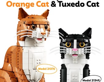 3D gedruckte Schnurrhaare für LEGO® Tuxedo Cat 21349 / Orange Cat 21376: Snap-In Zubehör