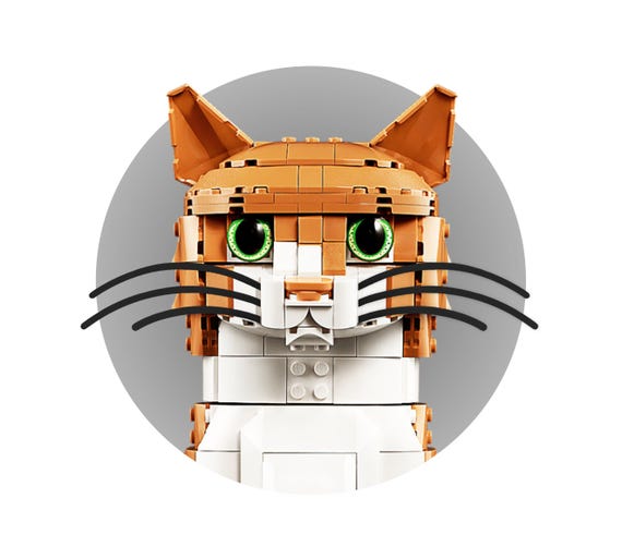 3D Printed Whiskers for LEGO® Tuxedo Cat 21349 / Orange Cat 21376