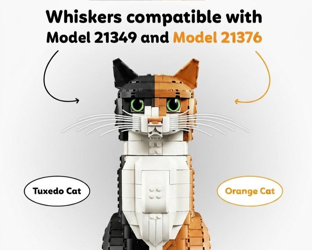 Whiskers for LEGO® Ideas Tuxedo Cat (21349) & Orange Cat (21376