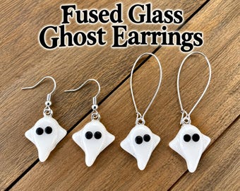 Fused Glass Ghost Earrings