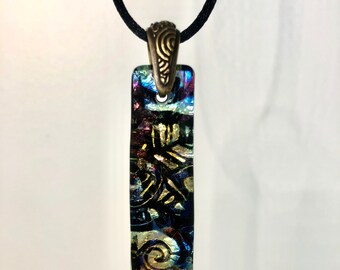 Long Rectangular Dichroic Glass Pendant