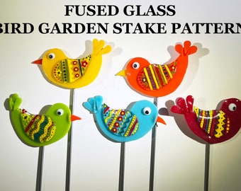 Fused Glass Bird Garden Stake Pattern