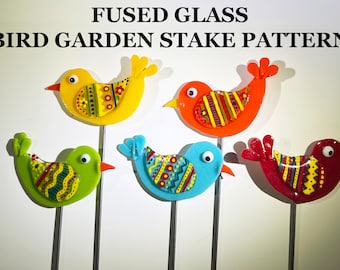 Fused Glass Bird Garden Stake Pattern