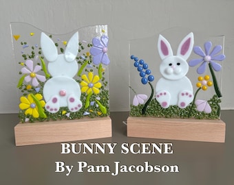 Fused Glass Bunny Scene Pattern (Front and Rear-Facing)