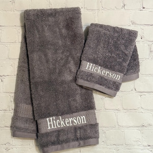 Personalized Embroidered Bath Hand Towel and Washcloth Set
