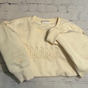 Classic Embroidered Mama Sweatshirt with Custom Sleeve