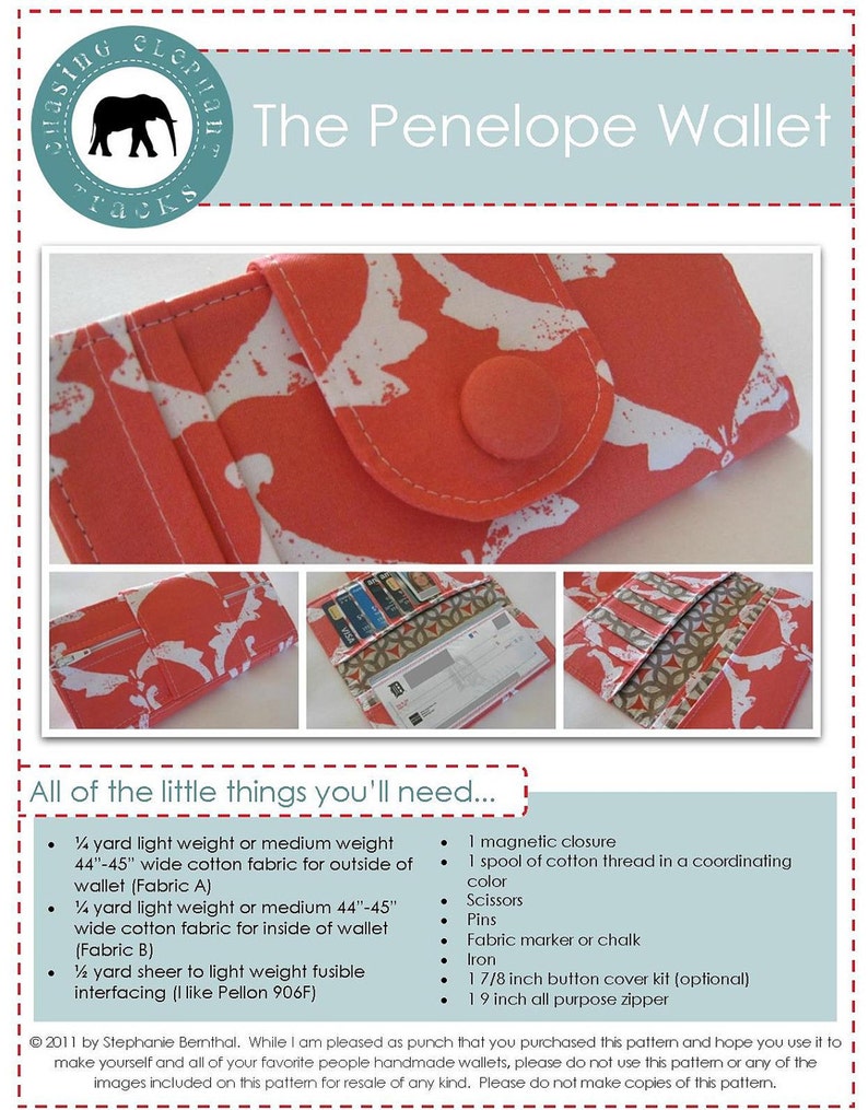 Penelope Wallet Checkbook Sewing Pattern PDF Instant Download image 5