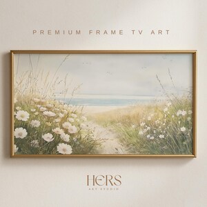 FRAME TV art Summer wildflowers, Countryside Landscape Frame tv art field of flowers, Spring country farmhouse cottage tv art vintage style
